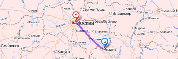 Маршрут Москва – Рязань Маршрут Москва – Рязань