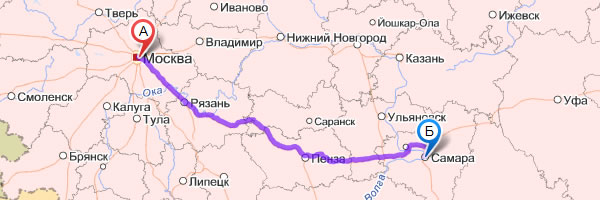 Маршрут Москва-Самара Маршрут Москва-Самара