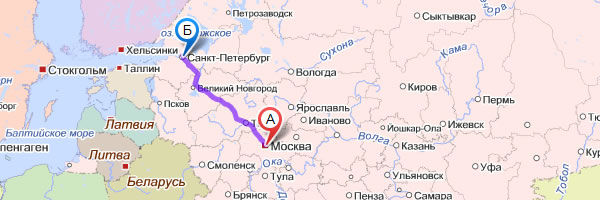 Маршрут Москва - Санкт-Петербург Маршрут Москва - Санкт-Петербург